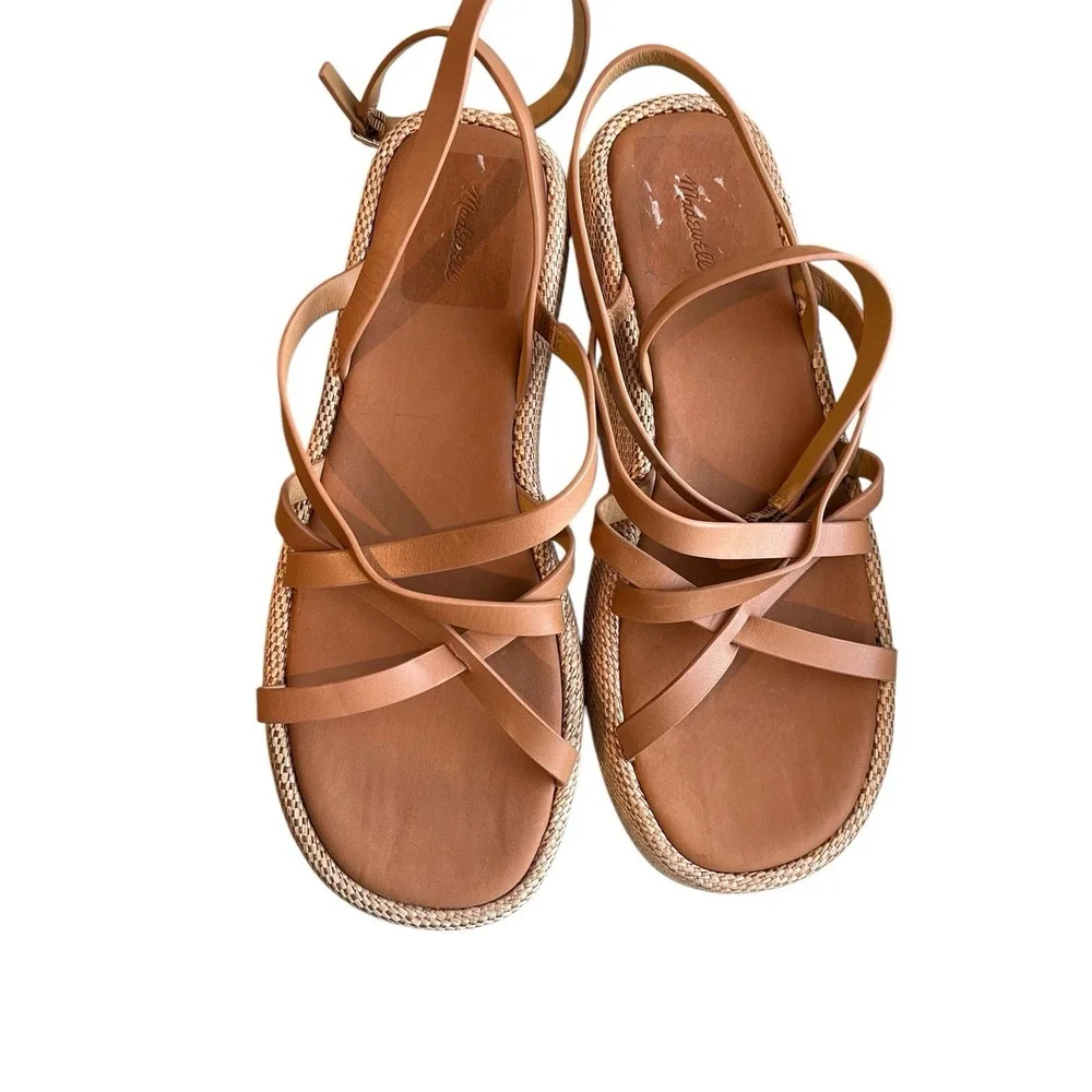 MADEWELL The Sabina‎ Raffia Flatform Sandal in Brown, Size 10
